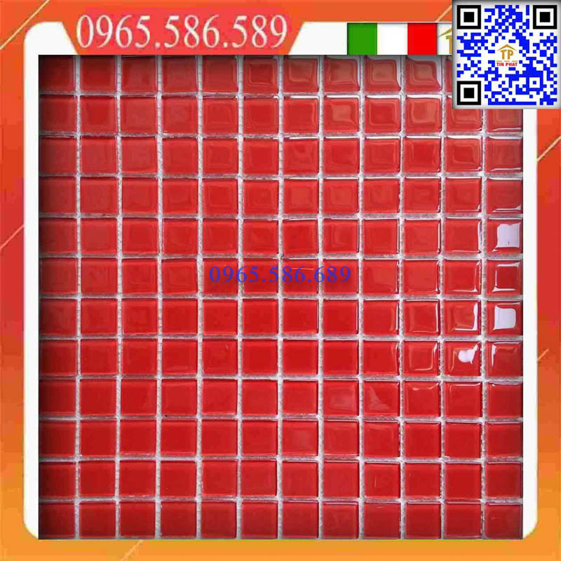 Gạch Mosaic thuỷ tinh màu đỏ MST 25018
