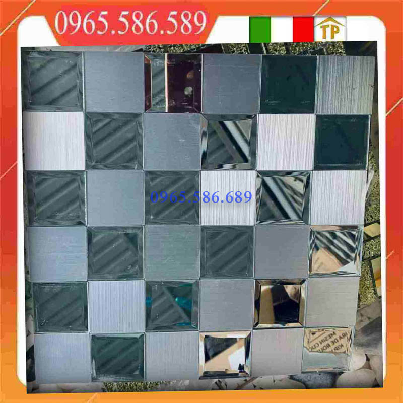 Gạch Mosaic thuỷ tinh màu xám VINK09