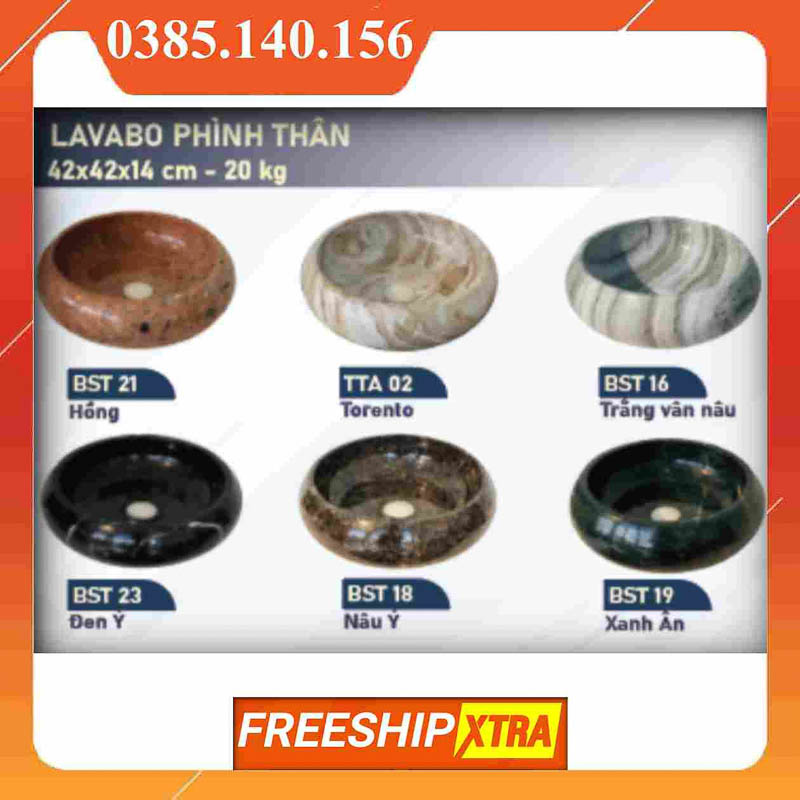 Chậu Lavabo đá Marbal tự nhiên tròn phình thân - Ảnh 7