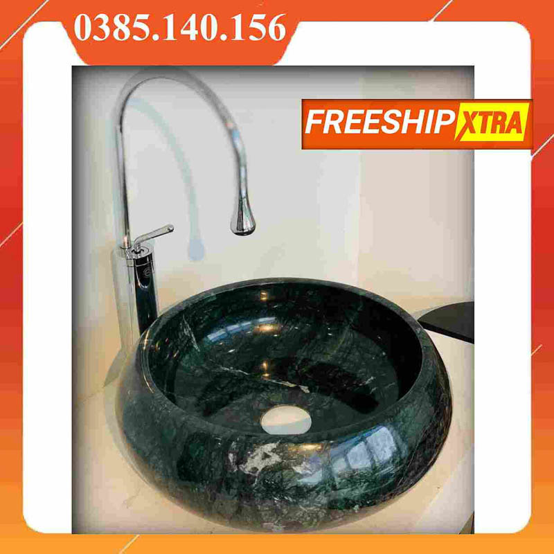 Chậu Lavabo đá Marbal tự nhiên tròn phình thân - Ảnh 5