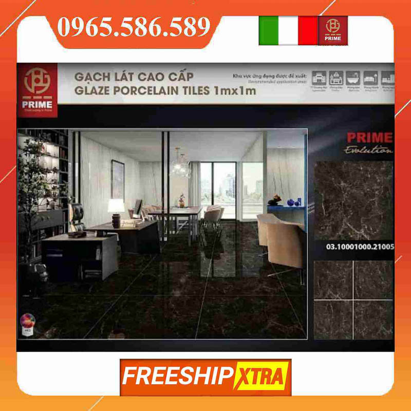 Gạch 1 mét vuông Prime 21005 vân đá màu đậm
