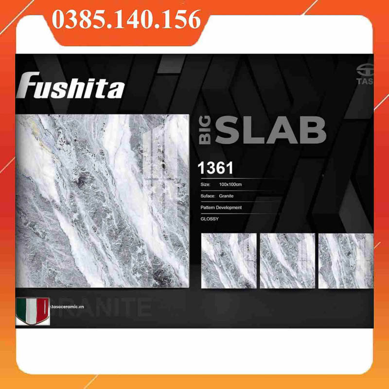 Gạch 1mx1m Fushita 1361 đá bóng kính vân xám