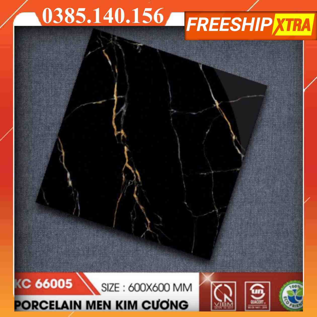 Gạch 60x60 CMC KC-66005 màu đen tia chớp vàng