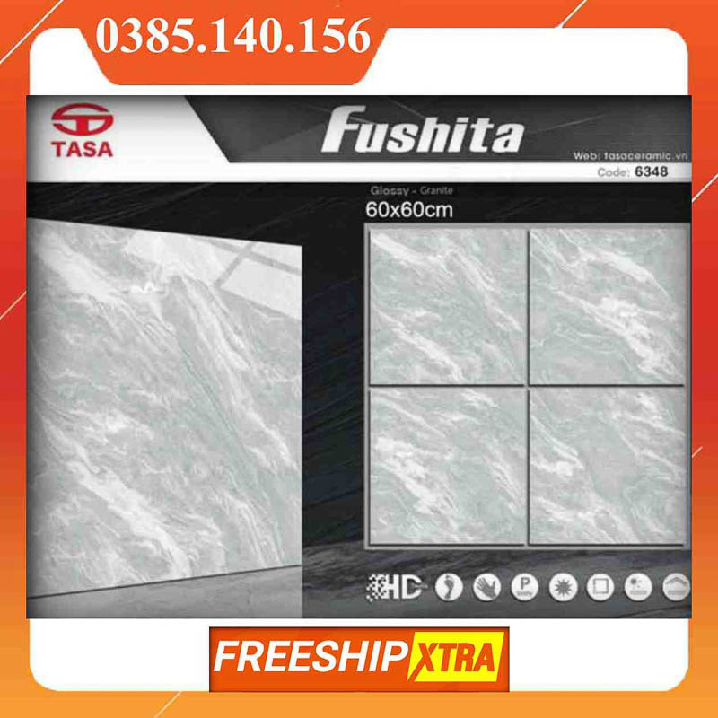 Gạch 60x60 Fushita 6348 đá bóng kính vân mây xám