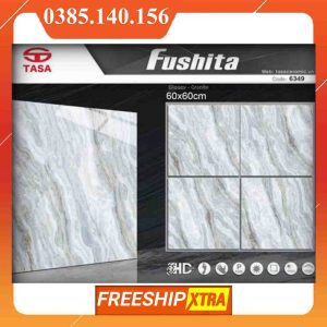 Gạch 60x60 Fushita 6349 đá bóng kính màu xám nhạt