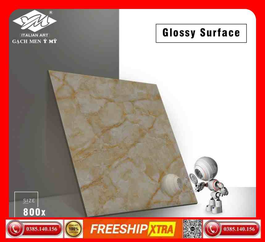 Gạch 80x80 Ý Mỹ Pierre Cardin EF89003 màu vàng vân đá