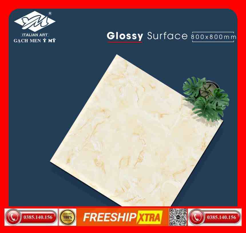 Gạch 80x80 Ý Mỹ Pierre Cardin P88009 vân mây màu vàng
