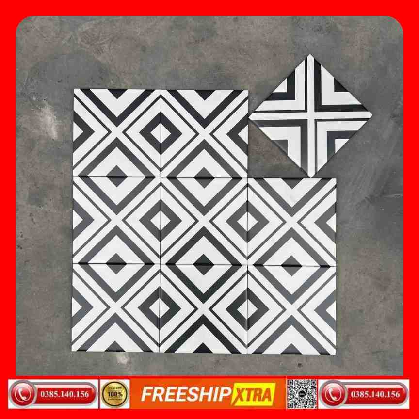 Gạch bông 20x20 màu đen trắng VINF2089