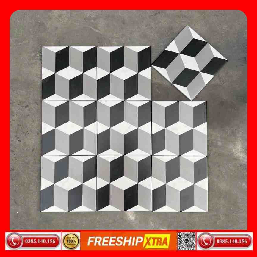 Gạch bông 20x20 màu đen trắng VINF2091