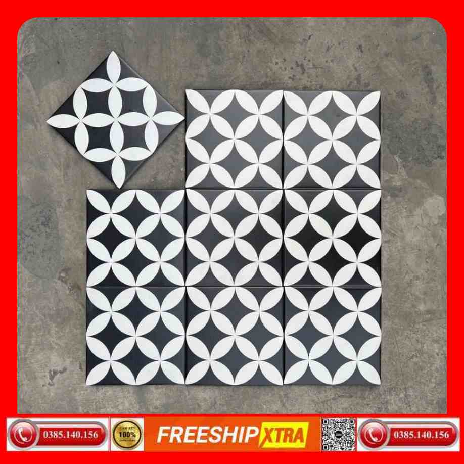 Gạch bông 20x20 đồng tiền trắng đen VIN2R07