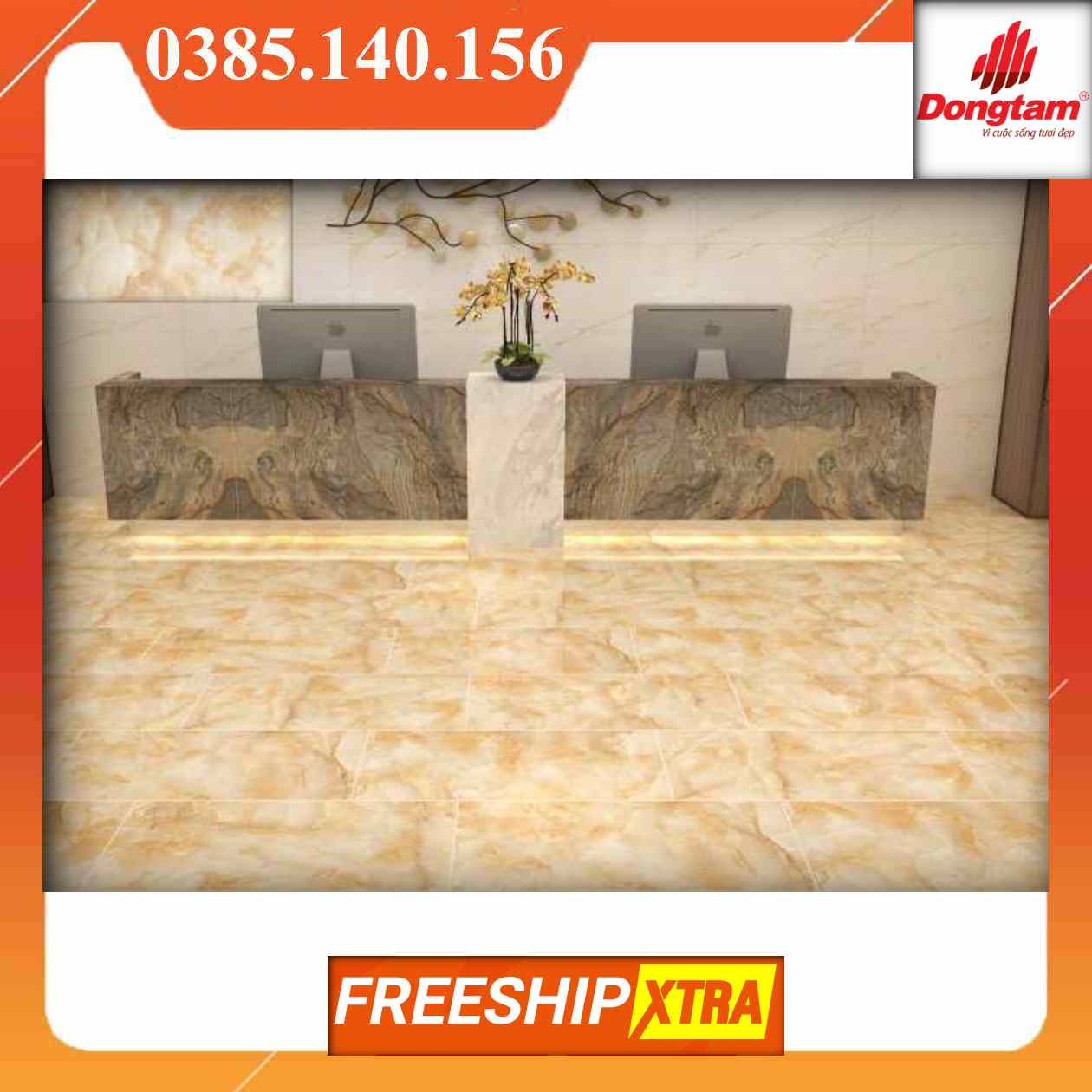 Gạch Đồng Tâm 60120LANGBIANG002-FP-H vân đá màu vàng