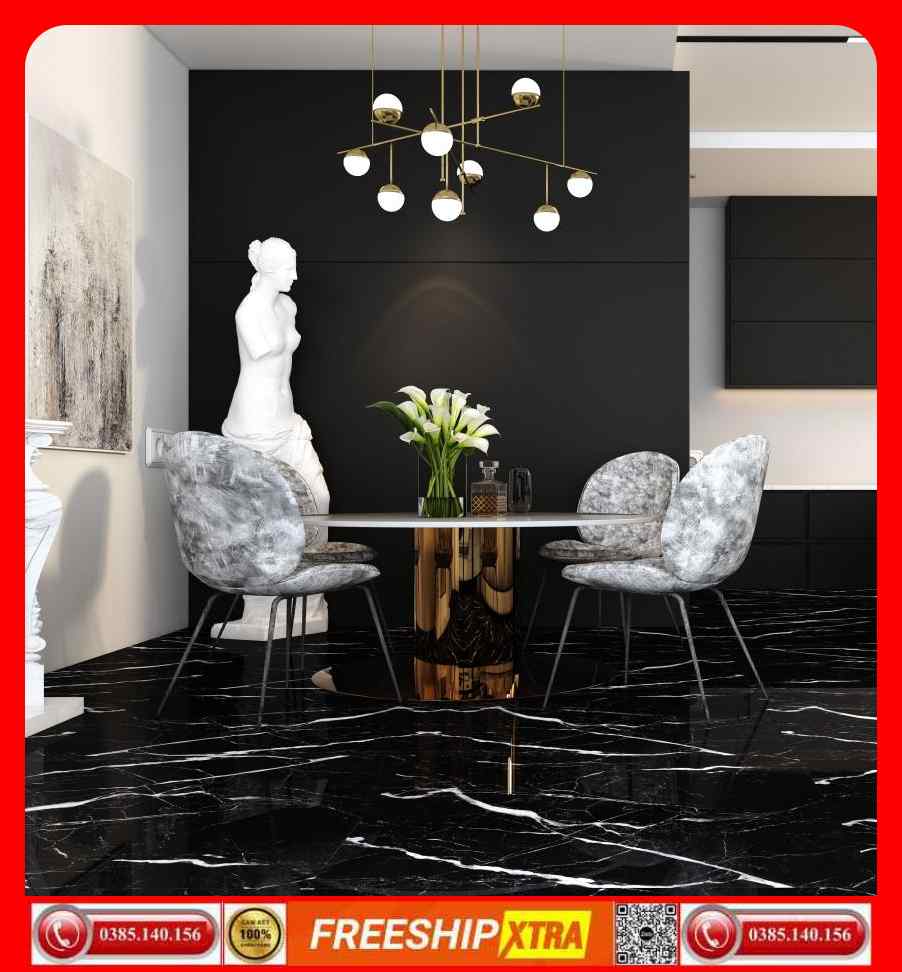 Gạch Italy 100x100 BELLISSIMO LACASA-LT10017 đen tia chớp xám