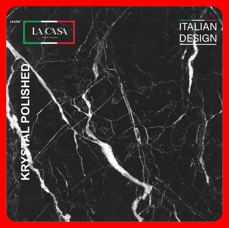 Gạch Italy 100x100 BELLISSIMO LACASA-LT10017 đen tia chớp xám - Ảnh 2