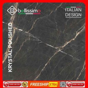 Alternative view of Gạch Italy 120x120 BELLISSIMO BL12006 đá marbal đen tia chớp xám