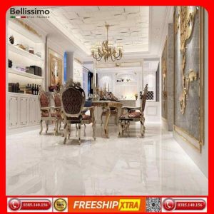Gạch Italy 75x150 BELLISSIMO-BL15701 màu trắng vân xám khói