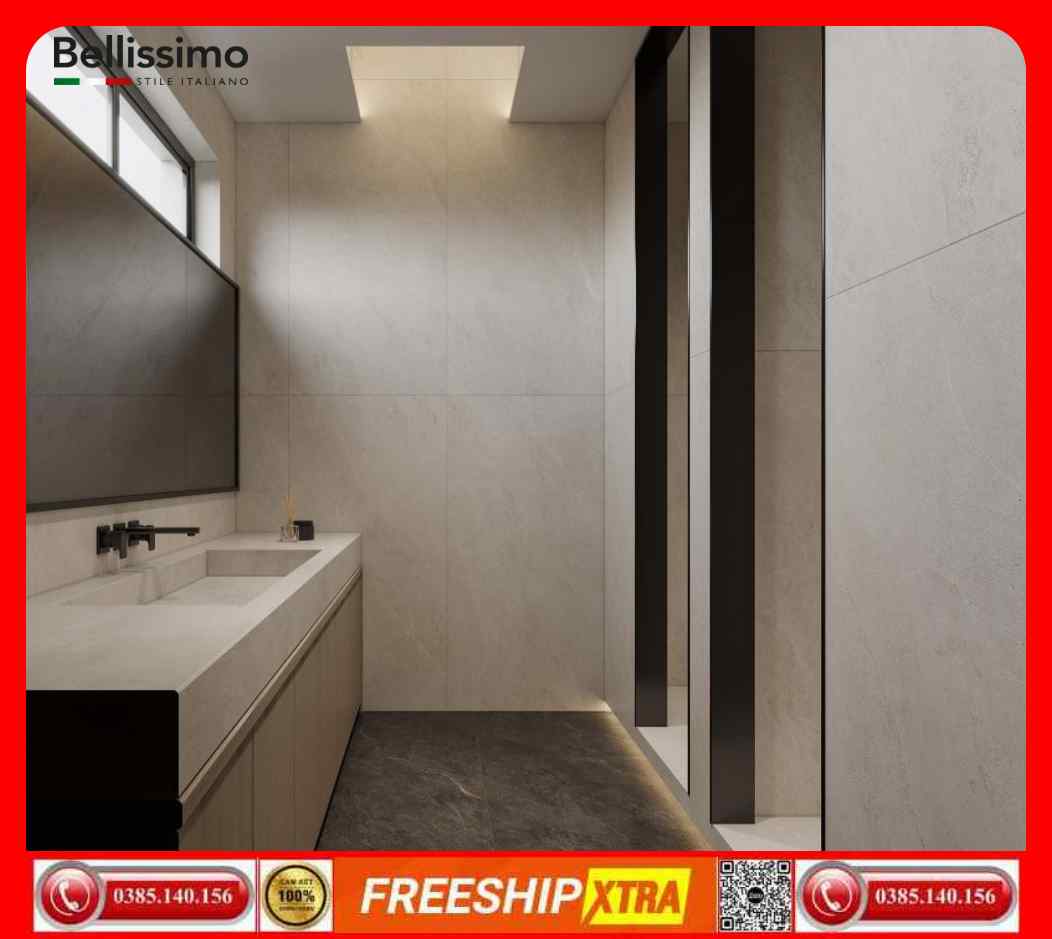 Gạch Italy 75x150 HBI-HB157018 xám nhạt mờ mịn