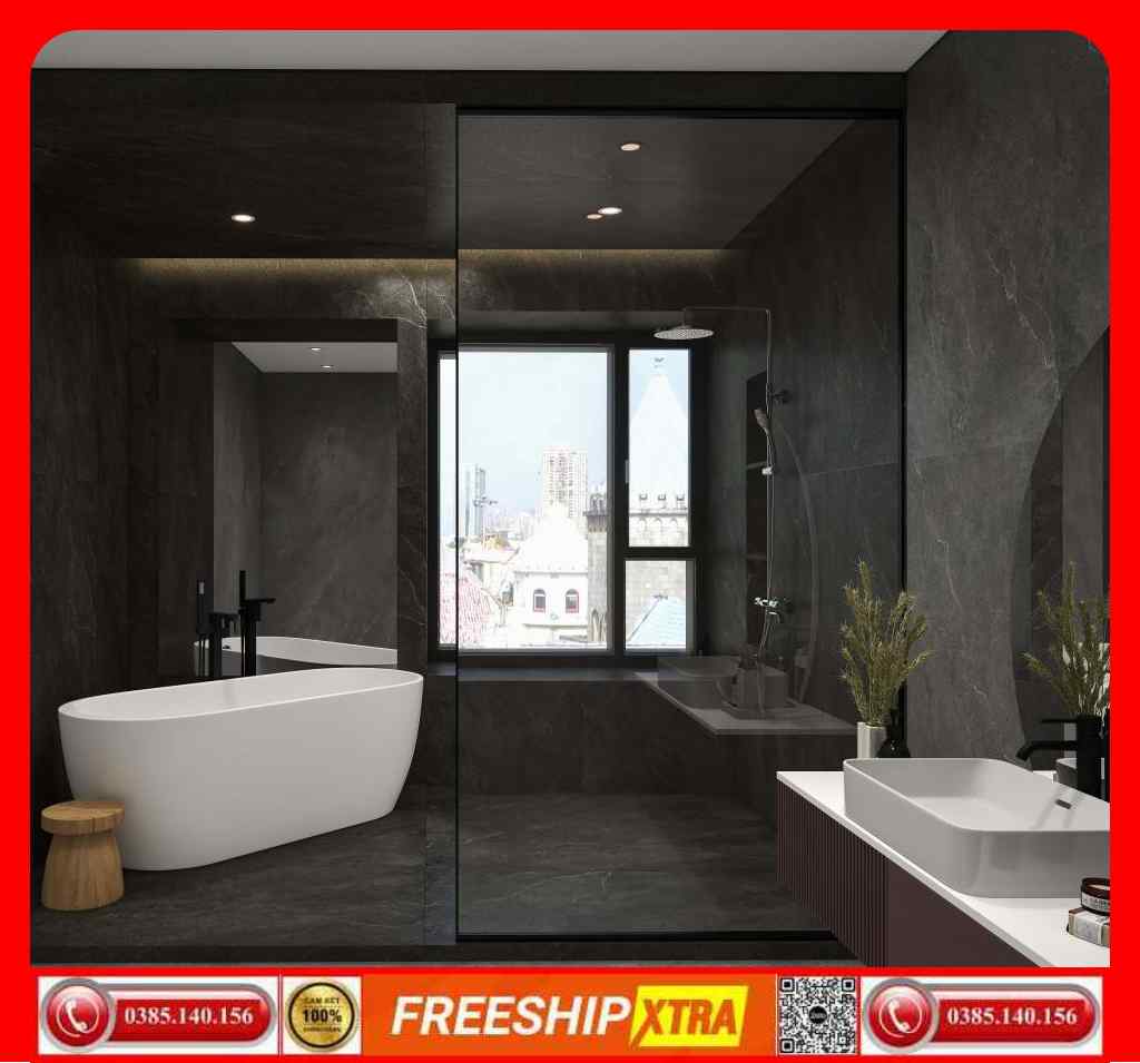 Gạch Italy 75x150 INTERCERAMIC-HB157019 xám đen mờ mịn
