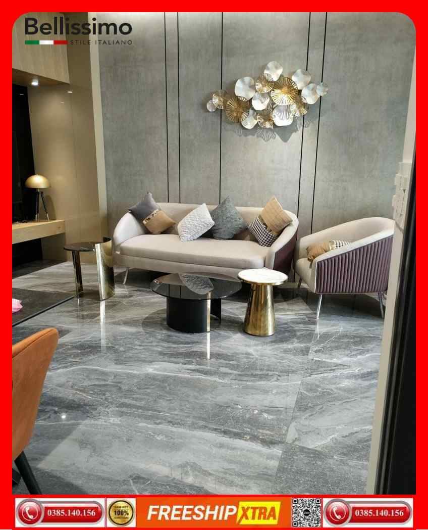 Gạch Italy 90×180 ROMARIO-V189J876P vân đá màu xám mờ mịn