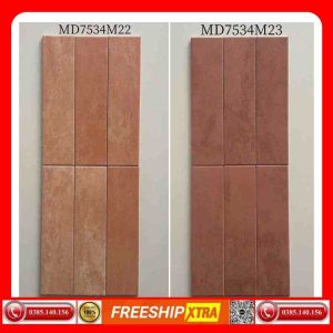 Gạch thanh mosaic 75x300 mm MD7534M22-MD7534M23 nâu đất