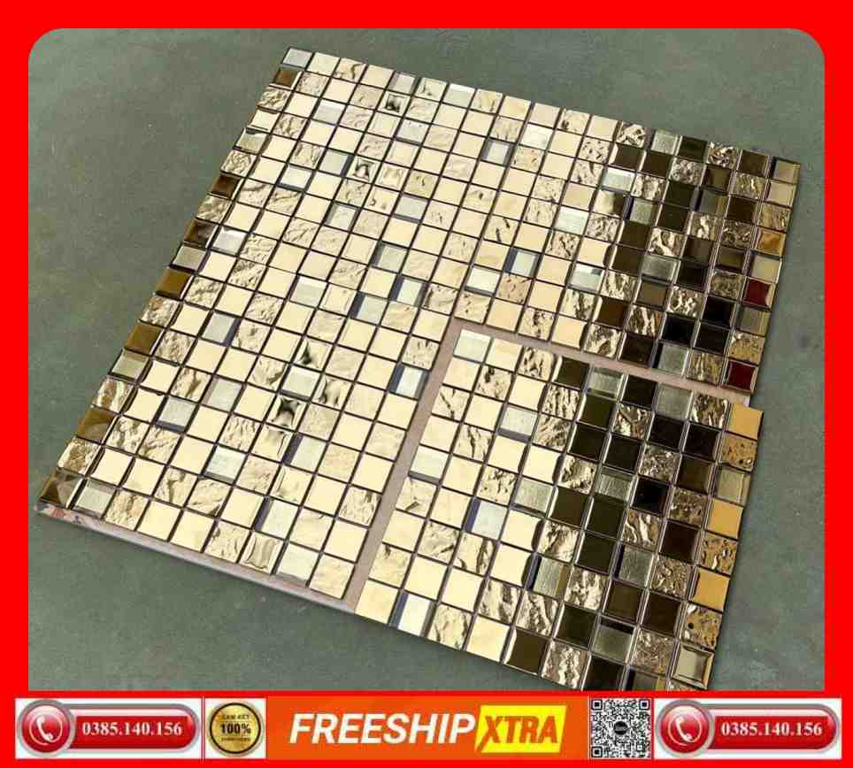 Gạch Mosaic thuỷ tinh màu vàng karaoke - bar VINMH-502
