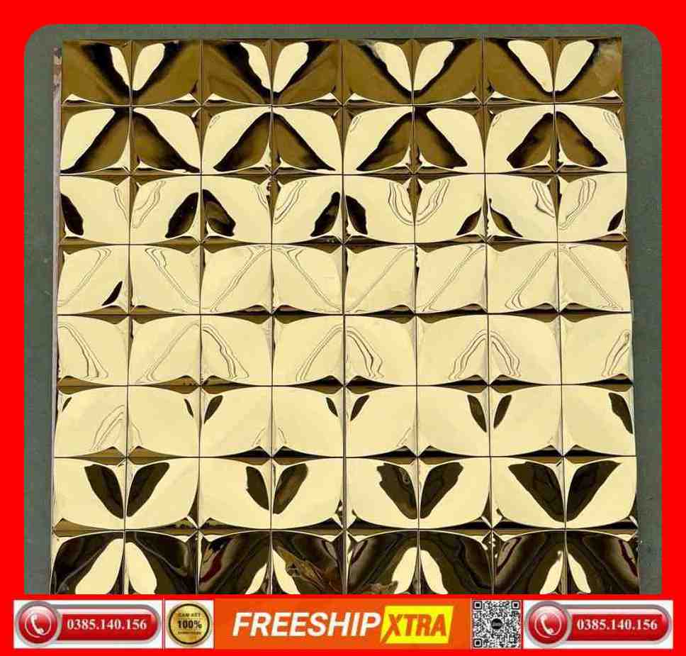 Gạch Mosaic thuỷ tinh màu vàng karaoke - bar VINMH-811