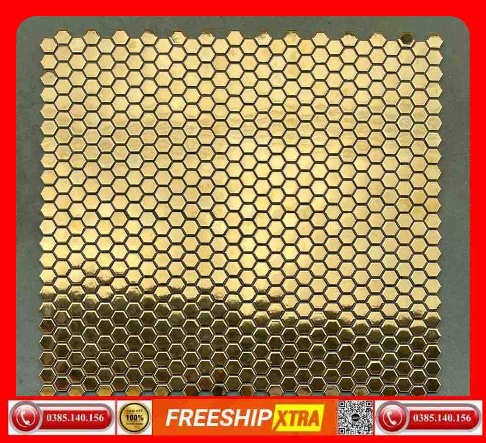 Gạch Mosaic thuỷ tinh màu vàng karaoke - bar VINMHG-9515