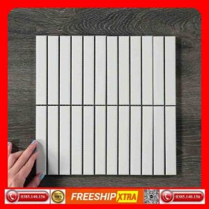 Gạch Mosaic thẻ que đũa tre màu trắng VINQĐ02