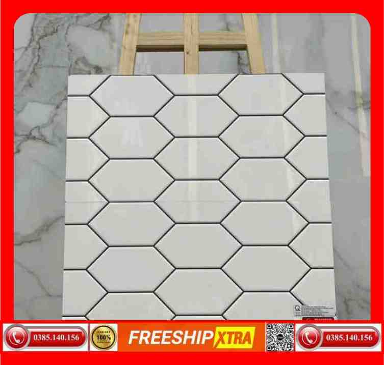 Gạch ốp 30x60 trang trí mosaic VIN39320 hình mũi tên màu trắng