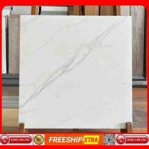Gạch 60x60 Á Mỹ 3163 đá mờ mịn màu trắng vân xám calacata