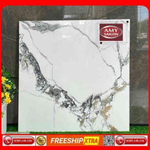 Gạch 60x60 Á Mỹ 0613 vân đá Marbal trắng xám