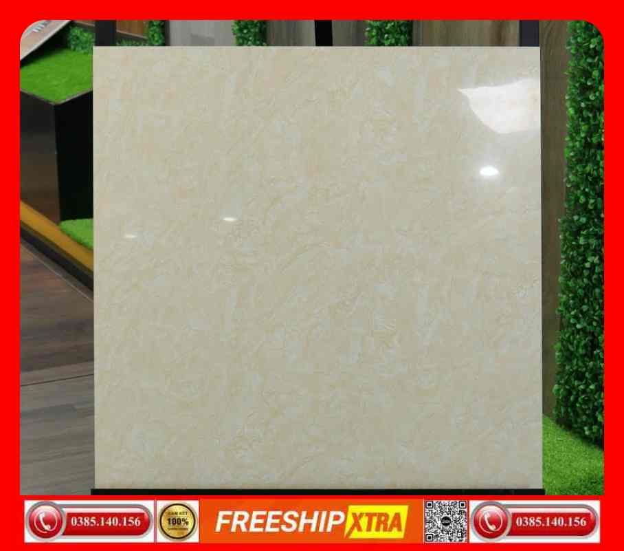 Gạch 60x60 Á Mỹ 1663 vân mây màu vàng