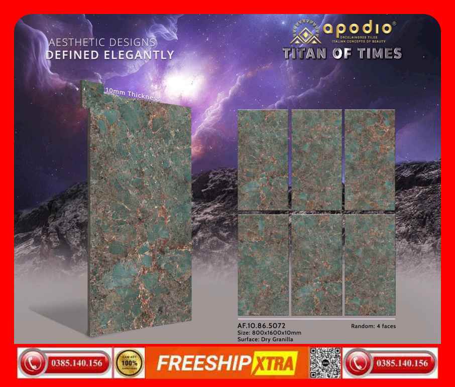 Gạch 80x160 APODIO 5072 đá mờ mịn màu rêu đậm