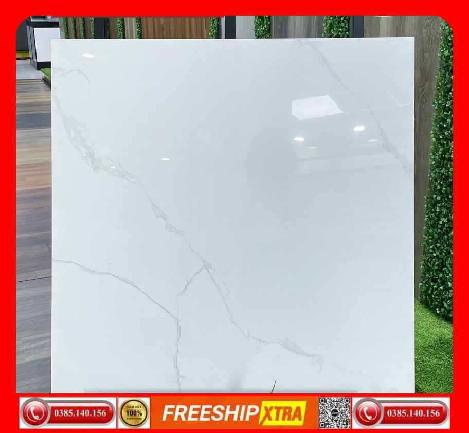 Gạch lát 80x80 Á Mỹ 0825 màu trắng tia chớp xám