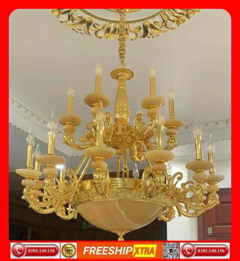 Đèn chùm treo tường nến đồng nguyên chất cao cấp CD-327 - Ảnh 9
