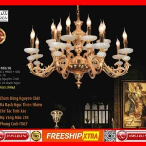 Đèn chùm cổ điển Châu Âu đồng chao đá ngọc trai CD-105