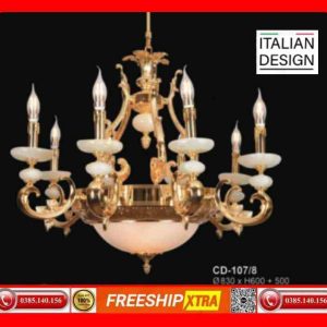 Đèn chùm cổ điển Châu Âu đồng chao đá ngọc trai CD-107