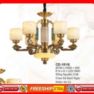 Alternative view of Đèn chùm cổ điển Châu Âu đồng chao đá ngọc trai CD-181