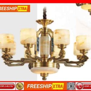 Alternative view of Đèn chùm cổ điển Châu Âu đồng chao đá ngọc trai CD-182