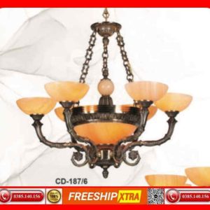 Alternative view of Đèn chùm cổ điển Châu Âu đồng chao đá ngọc trai CD-187