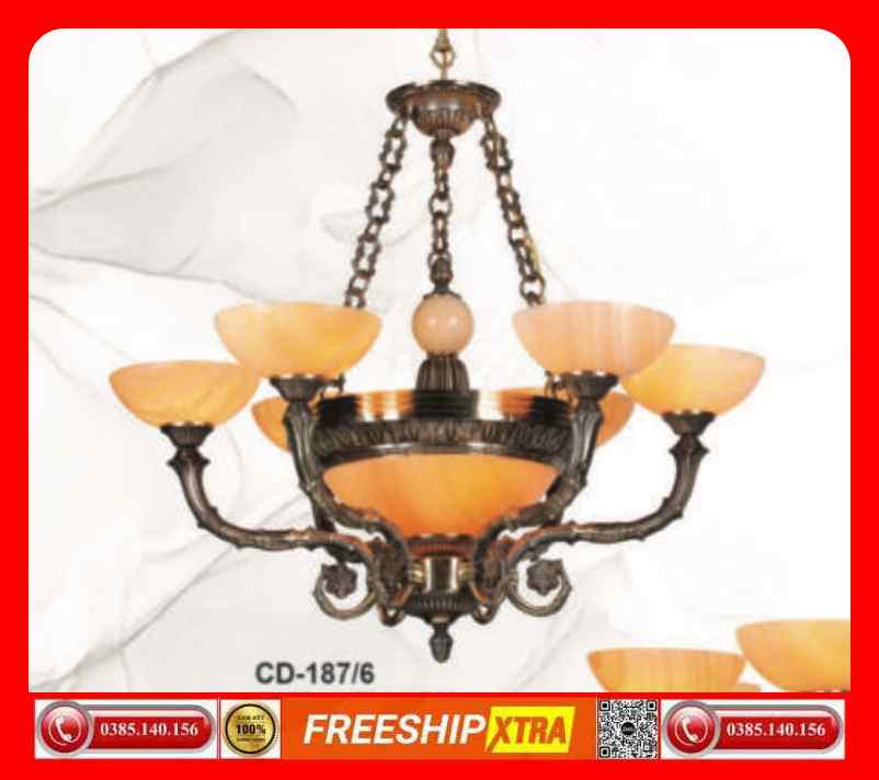 Đèn chùm cổ điển Châu Âu đồng chao đá ngọc trai CD-187 - Ảnh 2