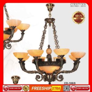 Alternative view of Đèn chùm cổ điển Châu Âu đồng chao đá ngọc trai CD-188