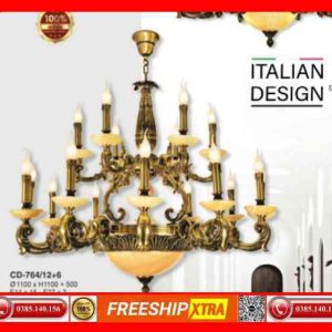 Đèn chùm cổ điển Châu Âu đồng chao đá ngọc trai CD-764