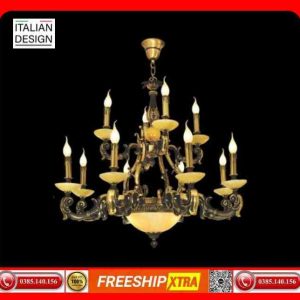 Đèn chùm cổ điển Châu Âu đồng chao đá ngọc trai CD-771