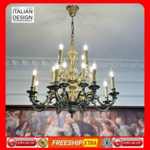 Đèn chùm cổ điển Châu Âu đồng chao đá ngọc trai CD-772