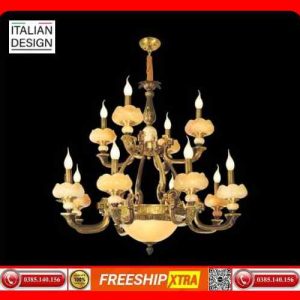 Đèn chùm cổ điển Châu Âu đồng chao đá ngọc trai CD-773
