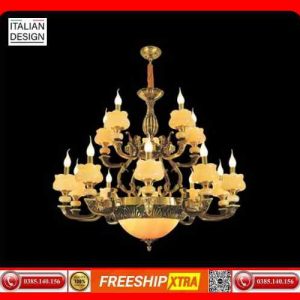 Đèn chùm cổ điển Châu Âu đồng chao đá ngọc trai CD-774