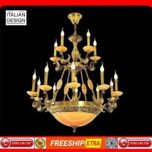 Đèn chùm cổ điển Châu Âu đồng chao đá ngọc trai CD-776