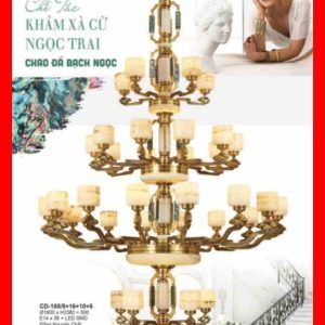 Alternative view of Đèn chùm cổ điển Châu Âu đồng chao đá ngọc trai CD-185