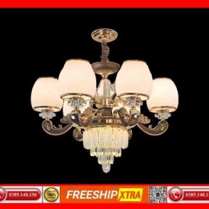 Đèn chùm cao cấp chao đá ngọc trai C-77