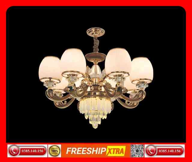 Đèn chùm cao cấp chao đá ngọc trai C-78